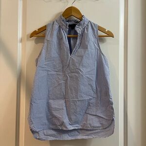 J. Crew Blue and White Striped Sleeveless Blouse
